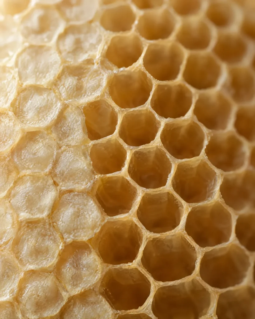 Close view of golden honeycomb